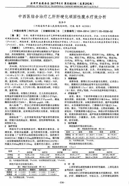 中西医结合治疗乙肝肝硬化顽固性腹水疗效分析