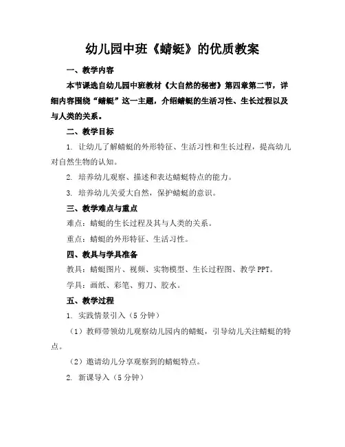 幼儿园中班《蜻蜓》的优质教案