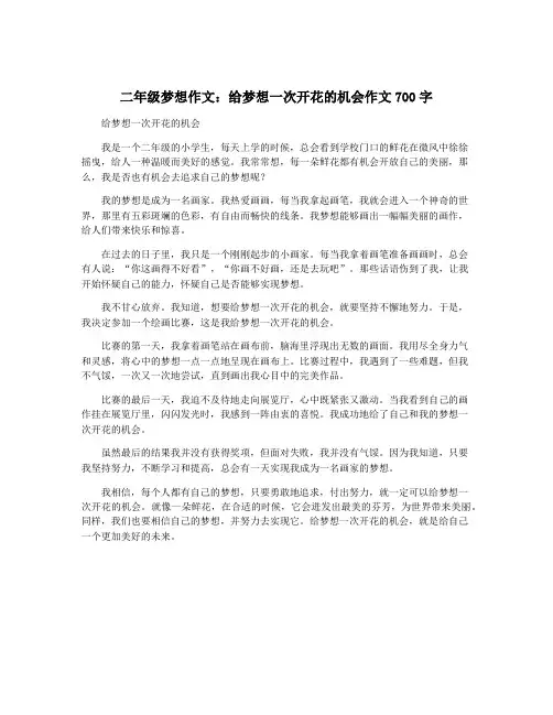 二年级梦想作文：给梦想一次开花的机会作文700字