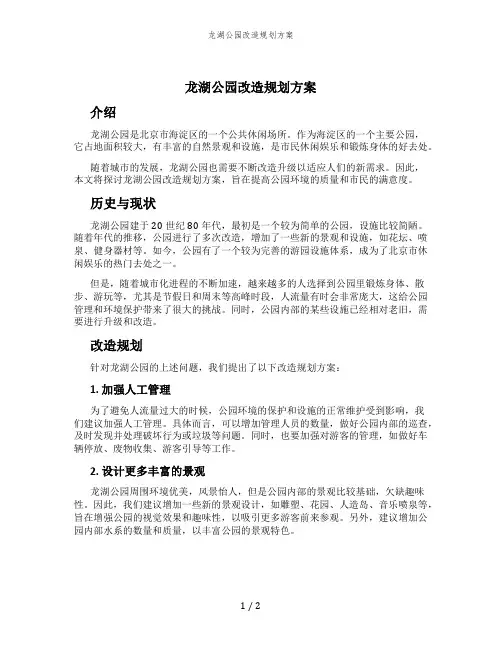 龙湖公园改造规划方案