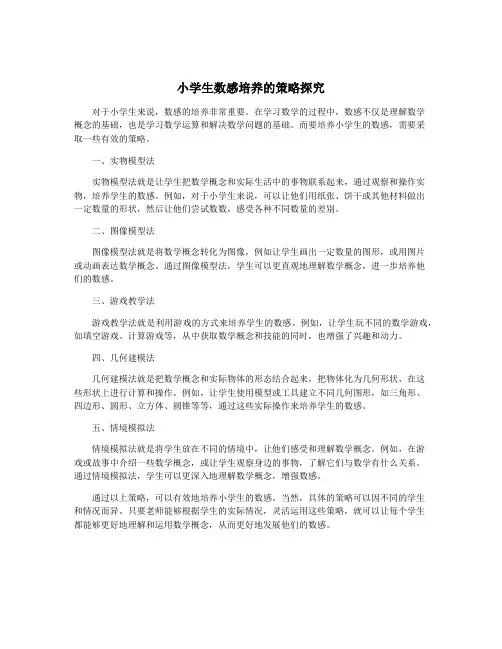 小学生数感培养的策略探究