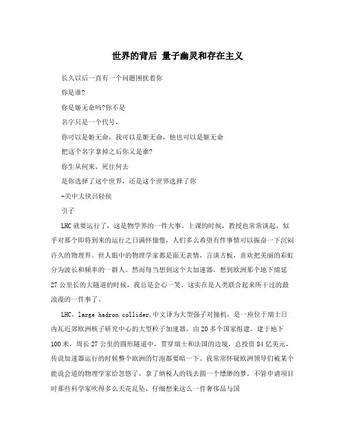 世界的背后量子幽灵和存在主义