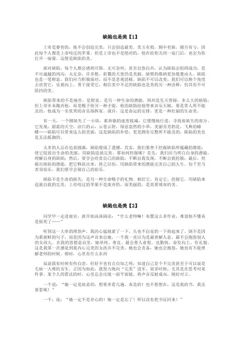 缺陷也是美作文
