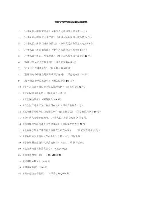 危险化学品相关法律法规清单[1]