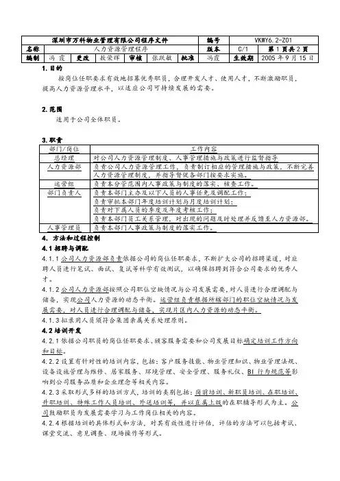 6.2-Z01 人力资源管理程序(修订).doc