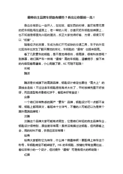 最帅自主品牌车钥匙有哪些？看完让你眼前一亮！