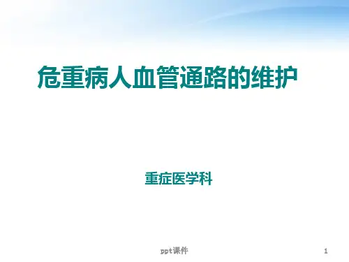危重病人血管通路的维护【重症医学科】  ppt课件