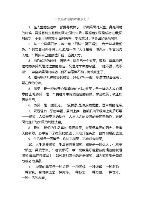 小学生描写笑容的优美句子