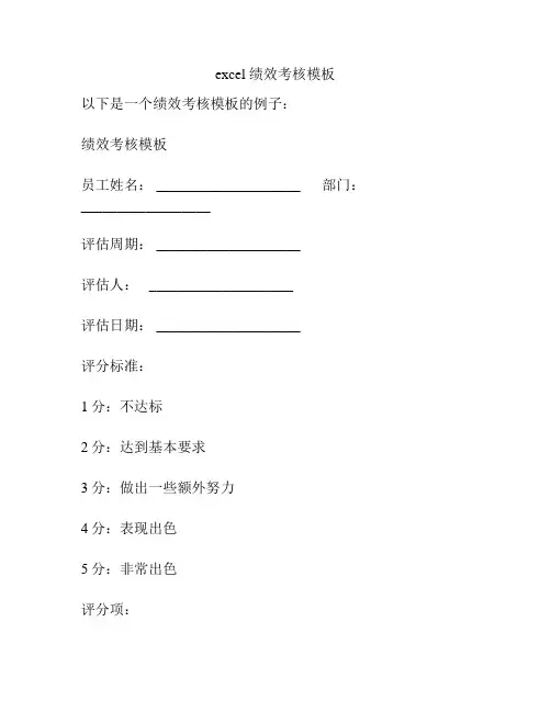 excel 绩效考核模板