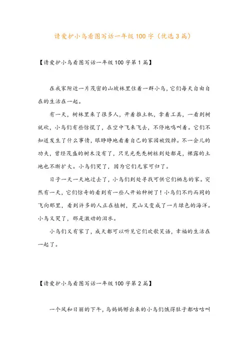 请爱护小鸟看图写话一年级100字(优选3篇) 2