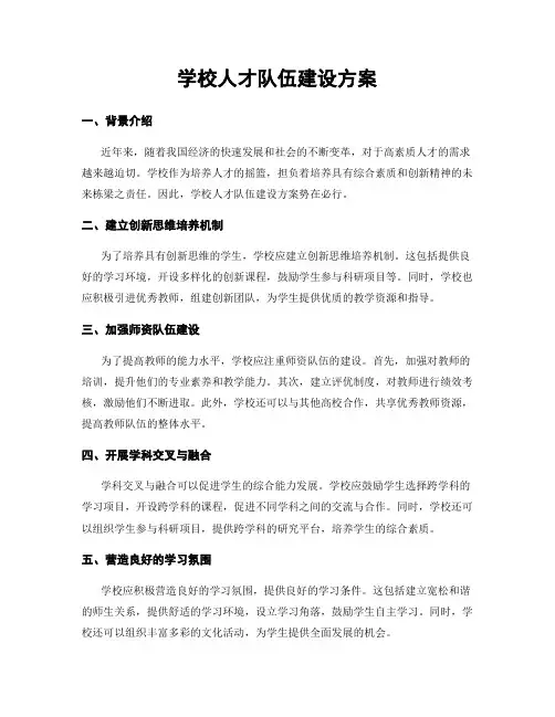 学校人才队伍建设方案