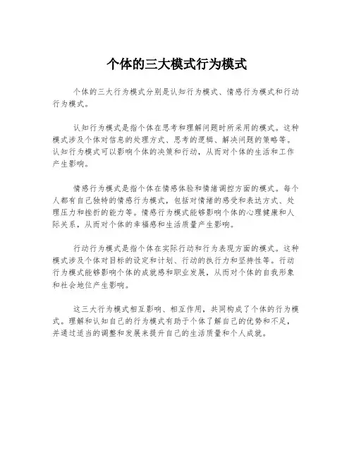 个体的三大模式行为模式