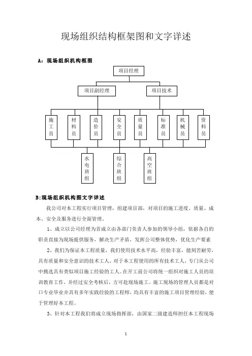 现场组织结构框架图和文字详述