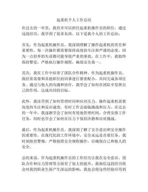 起重机个人工作总结