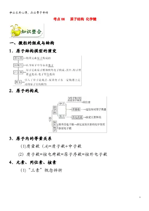 备战2020年高考化学 考点一遍过06 原子结构 化学键(含解析)