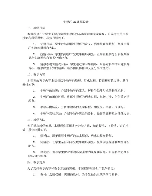 牛顿环vb课程设计