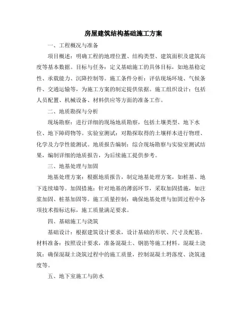 房屋建筑结构基础施工方案