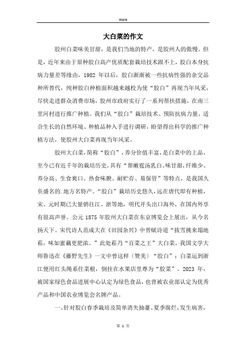 大白菜的作文