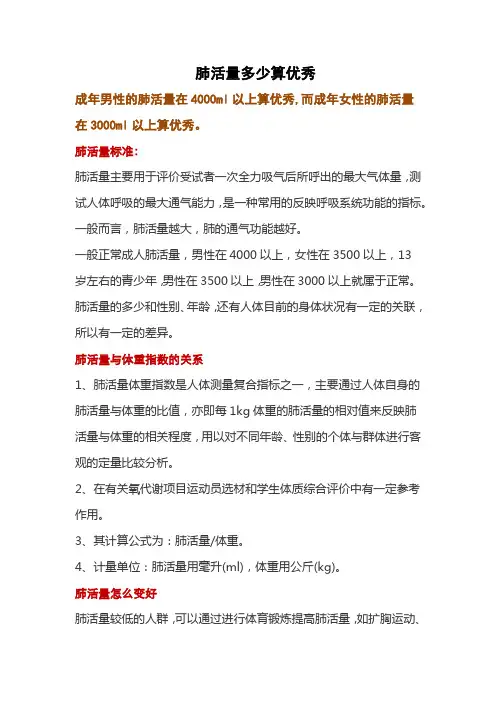 肺活量多少算优秀