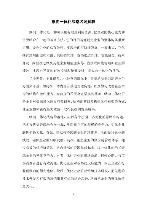 纵向一体化战略名词解释