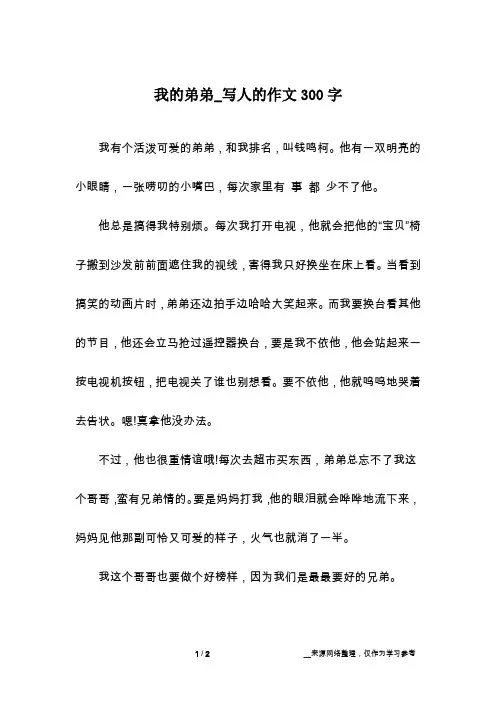 我的弟弟_写人的作文300字