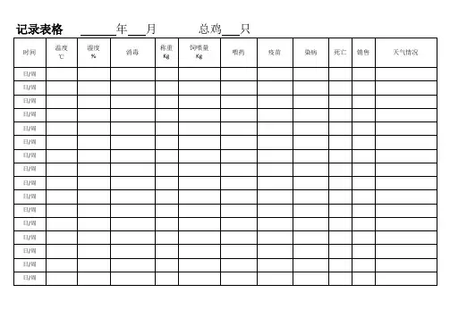 养鸡记录表格