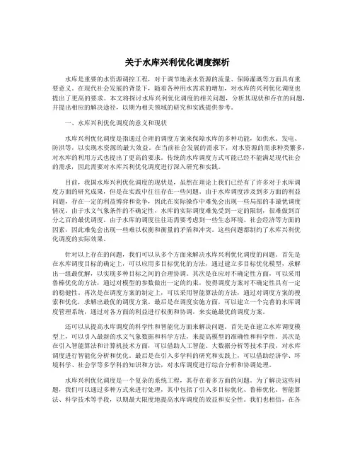 关于水库兴利优化调度探析