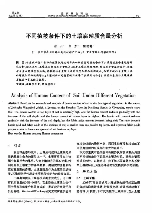 不同植被条件下的土壤腐殖质含量分析