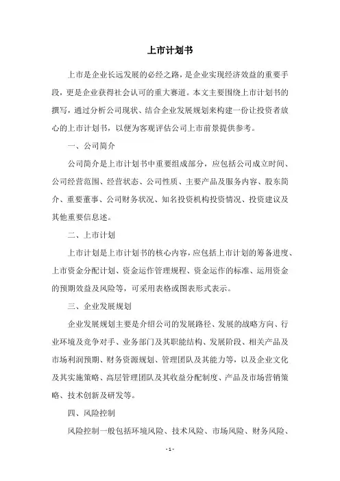 上市计划书