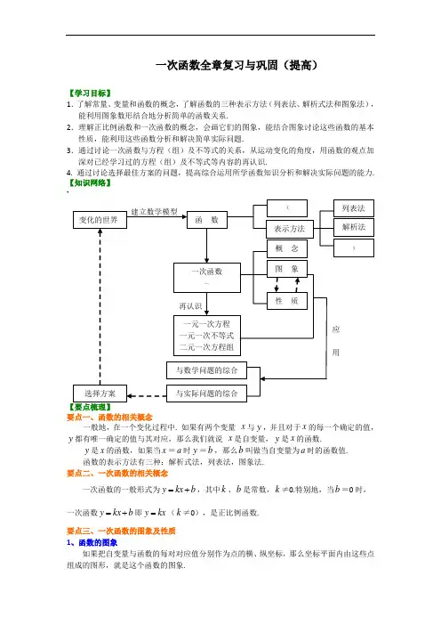 北师大数学八年级上册第四章一次函数全章复习与巩固(提高)