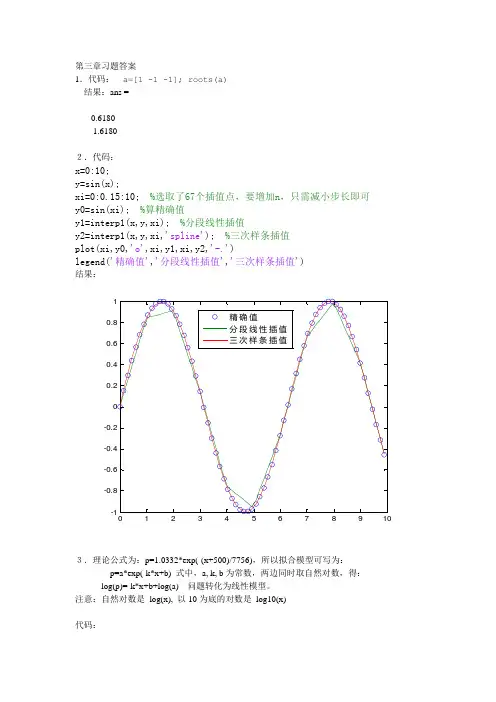 MATLAB基础及其应用教程-周开利-邓春晖课后答案,第三章