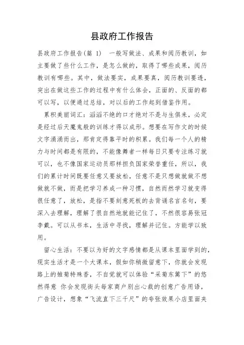 县政府工作报告
