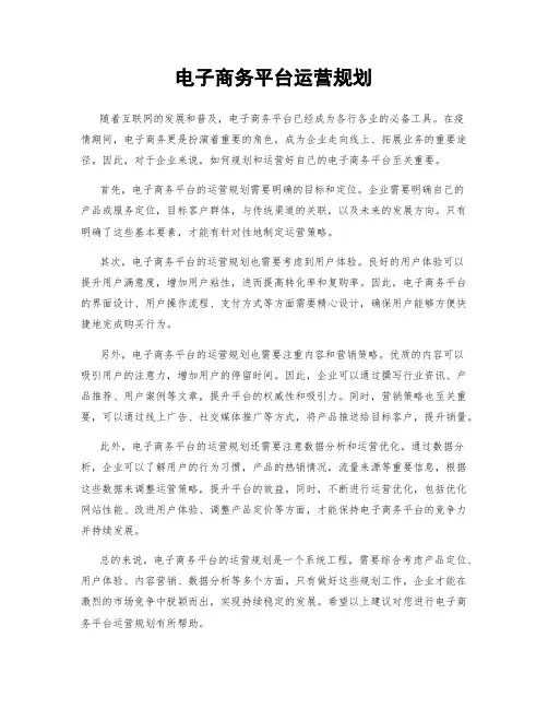 电子商务平台运营规划