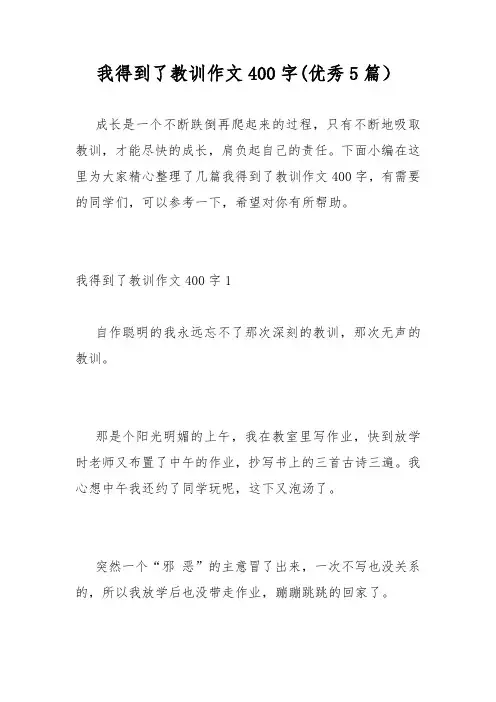 我得到了教训作文400字(优秀5篇)