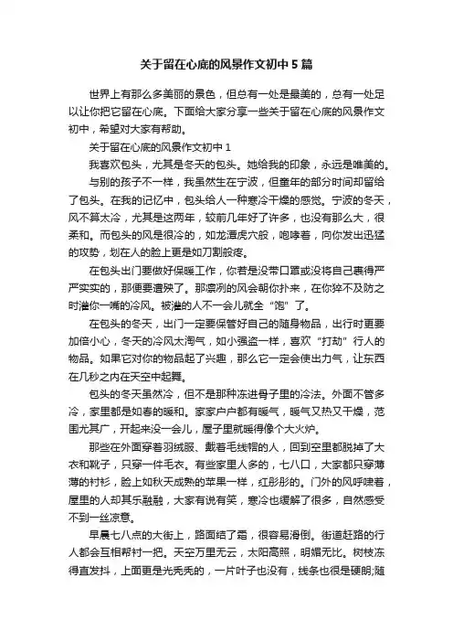 关于留在心底的风景作文初中5篇