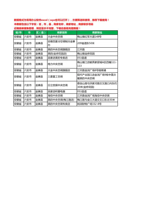 2020新版安徽省六安市金寨县中央空调工商企业公司商家名录名单联系电话号码地址大全13家