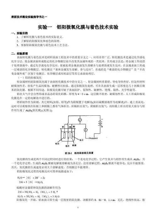 铝合金阳极氧化膜与着色技术-实验二