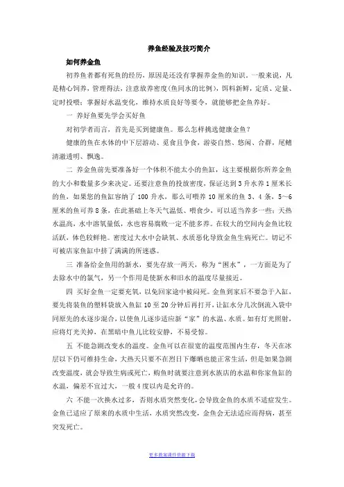 养金鱼经验与技巧