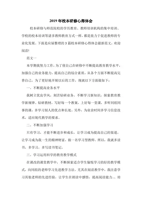 2019年校本研修心得体会.doc