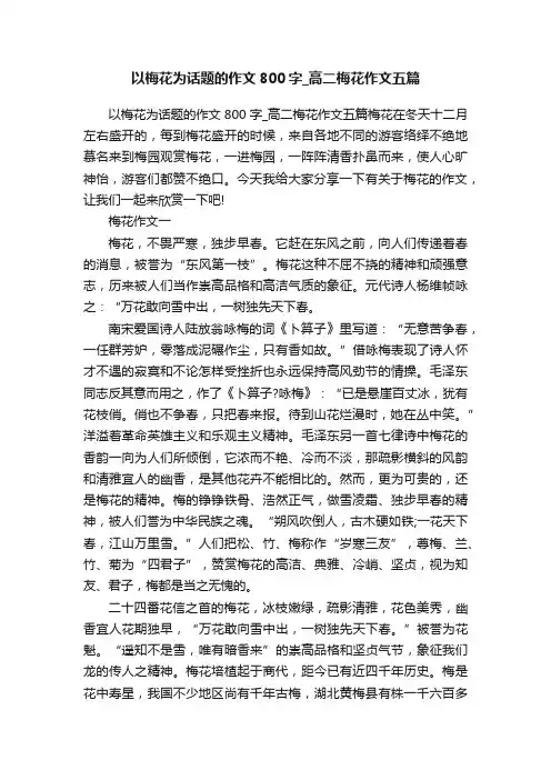 以梅花为话题的作文800字_高二梅花作文五篇