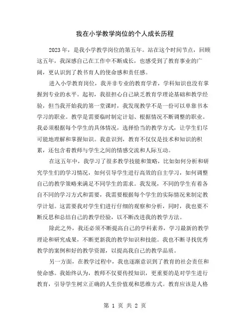 我在小学教学岗位的个人成长历程