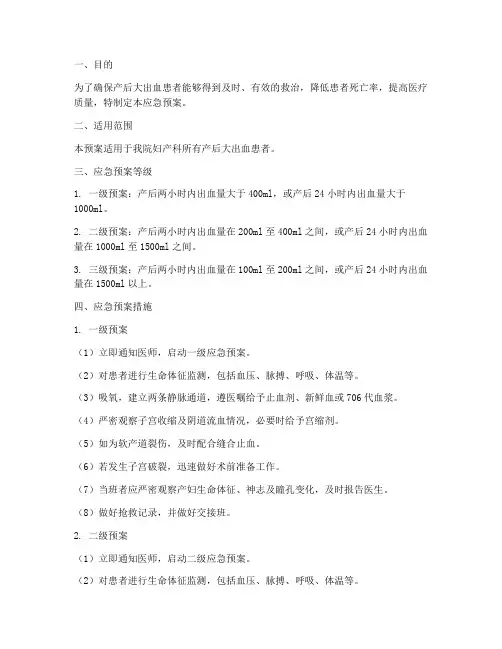 产后大出血应急预案
