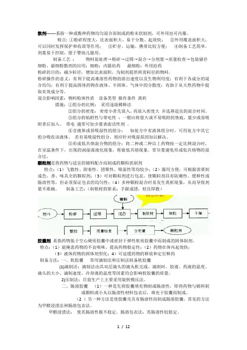 《药剂学制药工程》word版参考模板