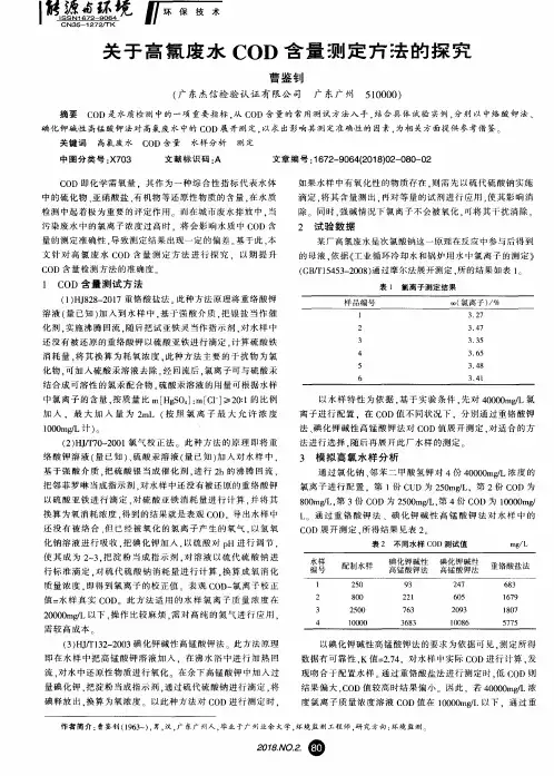 关于高氯废水COD含量测定方法的探究