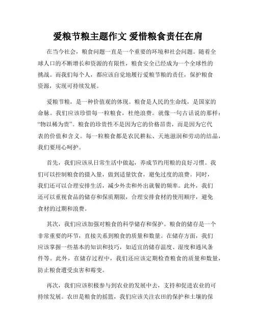 爱粮节粮主题作文 爱惜粮食责任在肩