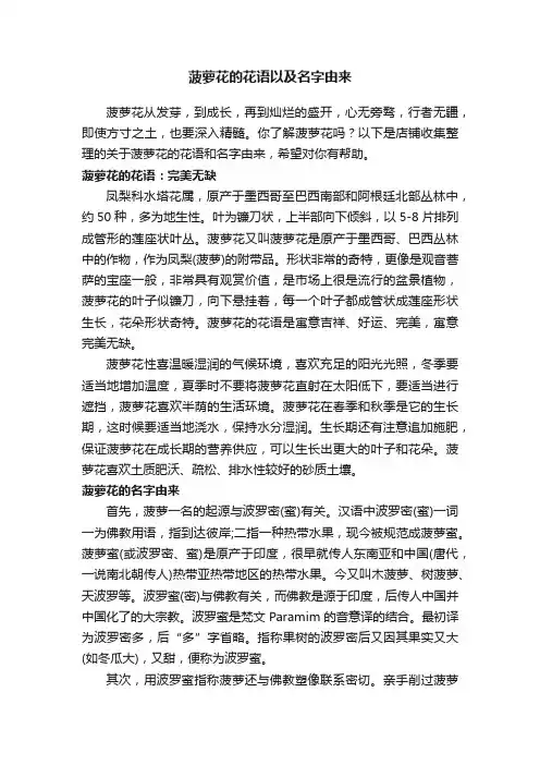 菠萝花的花语以及名字由来