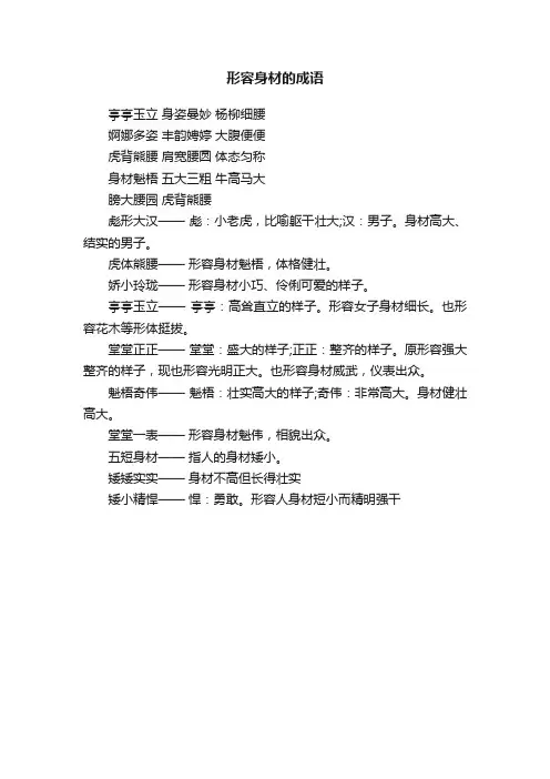 形容身材的成语