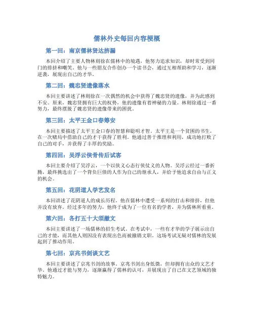 儒林外史每回内容梗概