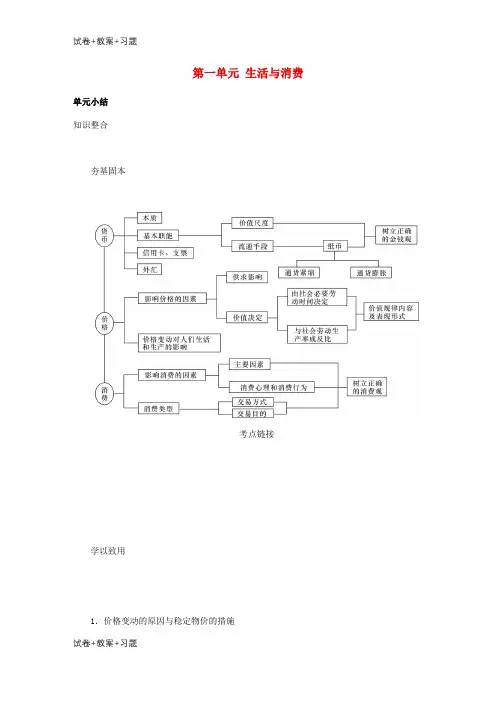 推荐K12学习江苏专版2019年高考政治总复习第一单元生活与消费单元小结讲义新人教版必修1