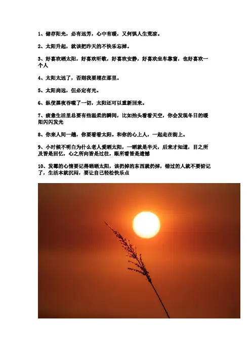 干净治愈的太阳文案
